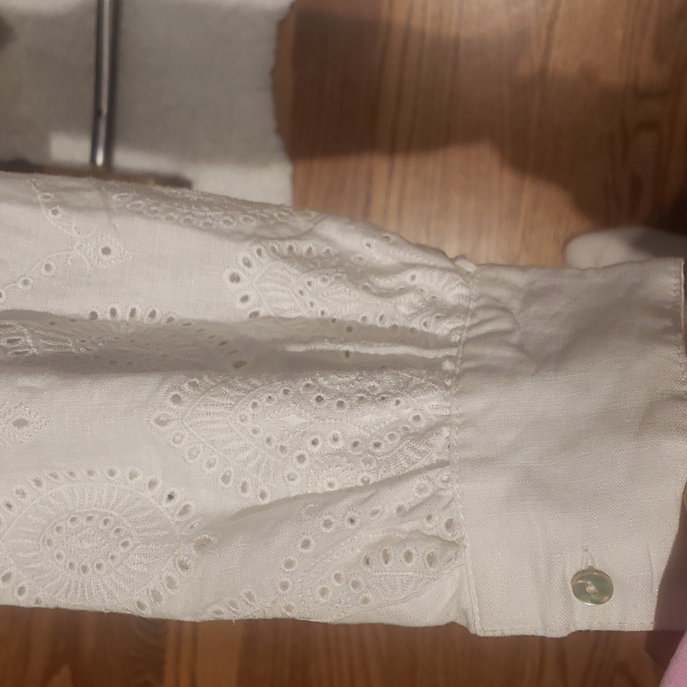 Nwt Elie Tahari medium 100% linnen shirt with buttons Delicate Lace - Picture 5 of 13